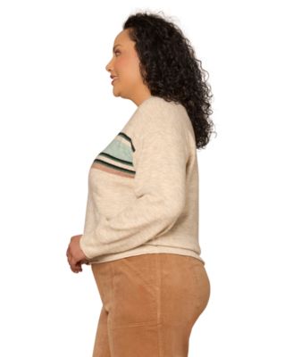 Plus Size Striped Band Detail V-Neck Sweater