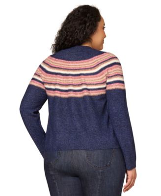 Plus Size Striped Round Neck Sweater
