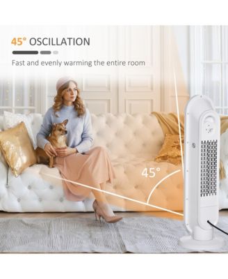 Portable Oscillating Ceramic Space Heater w/Remote & Anti-Tip, White