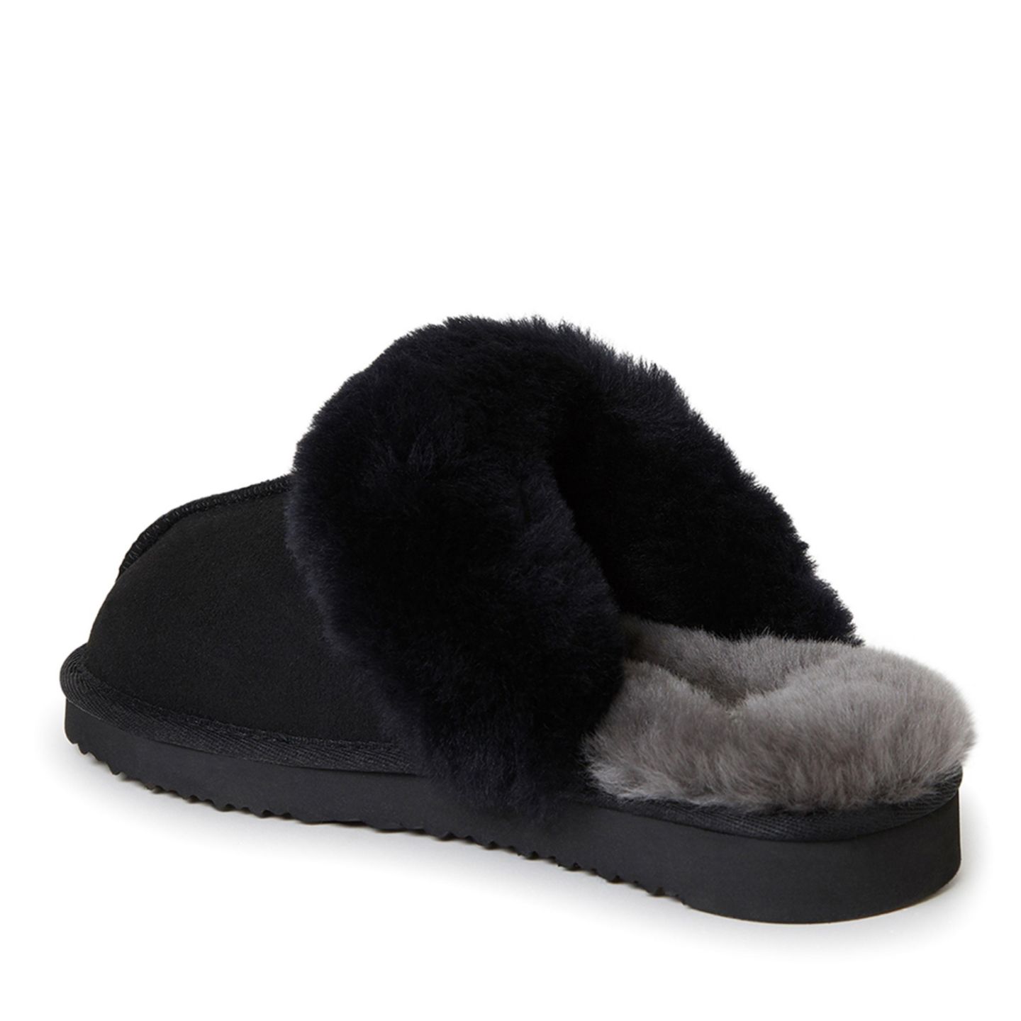 Женские тапочки Fireside by Dearfoams Sydney Genuine Shearling Scuff Slipper, цвет: Чёрный — фото 6