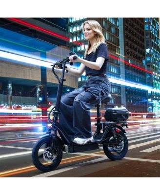 14-Inch Adult Foldable Electric Scooter with 500W Motor, Dual Shock Absorbers & Rear Storage Box