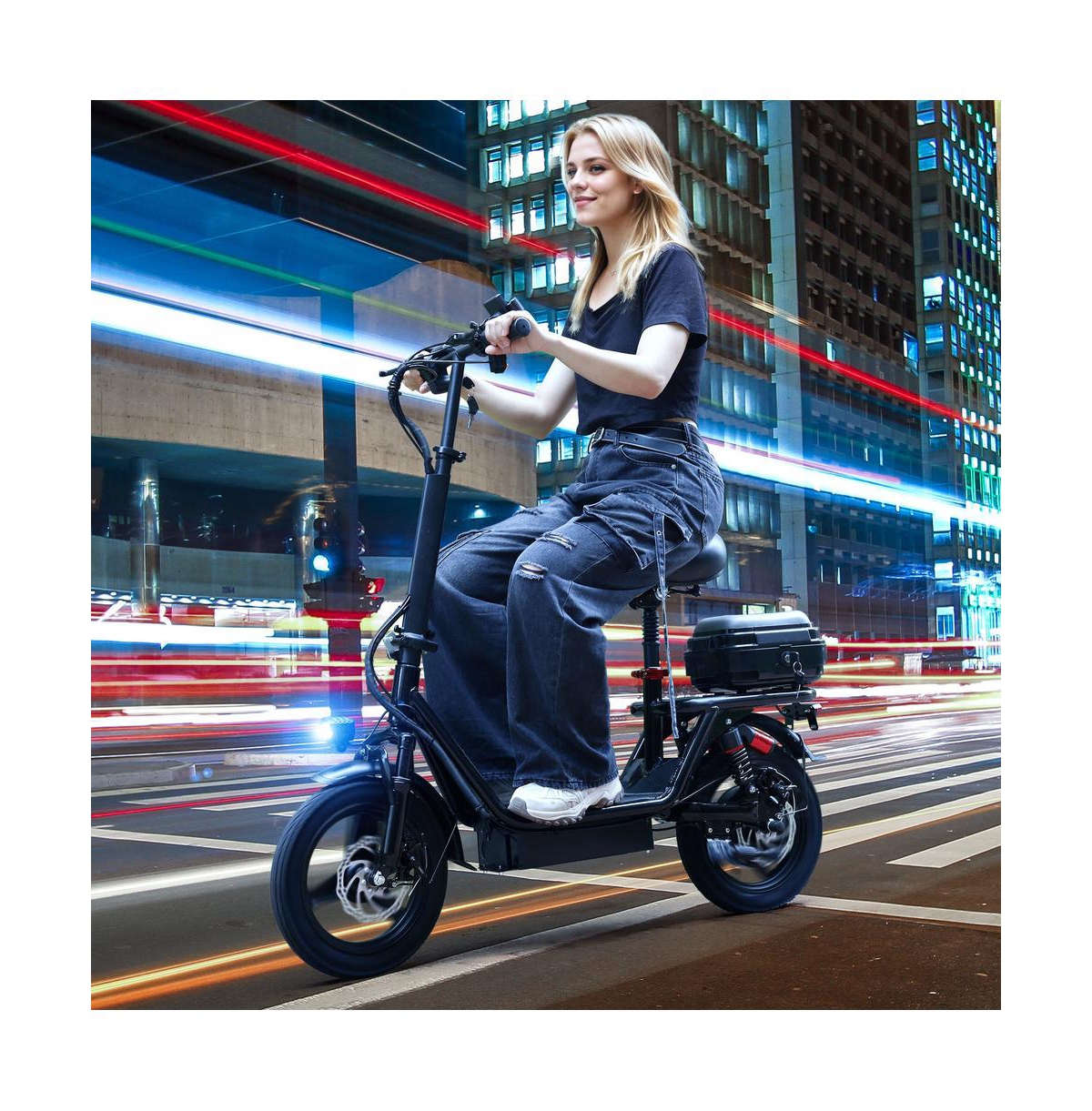 Artudatech 14 inch Adult Foldable Electric Scooter with 500W Motor, Dual Shock Absorbers & Rear Storage Box