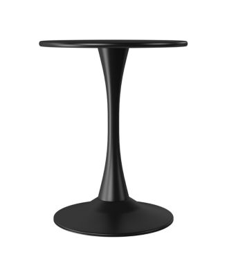 3-Piece Round Metal Bistro Dining Table Set And Stackable Resin Patio Dining Side Chairs