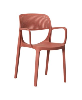 3-Piece Round Metal Bistro Dining Table Set And Stackable Resin Patio Dining Arm Chairs