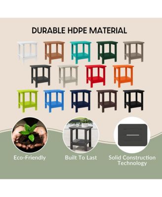 2-Tier Outdoor HDPE Modern Adirondack Square Patio Side Table