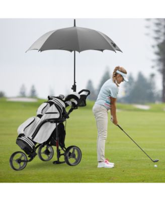 3 Wheels Folding Golf Push Cart with Seat Scoreboard and Adjustable Handle-Gray