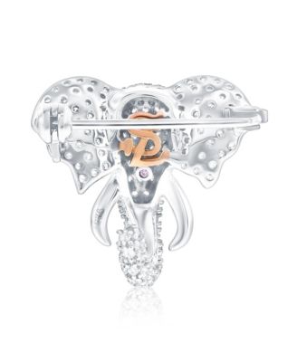 Sterling Silver Cubic Zirconia Elephant Brooch