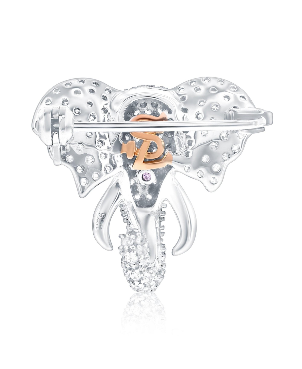 Suzy Levian New York Sterling Silver Cubic Zirconia Elephant Brooch