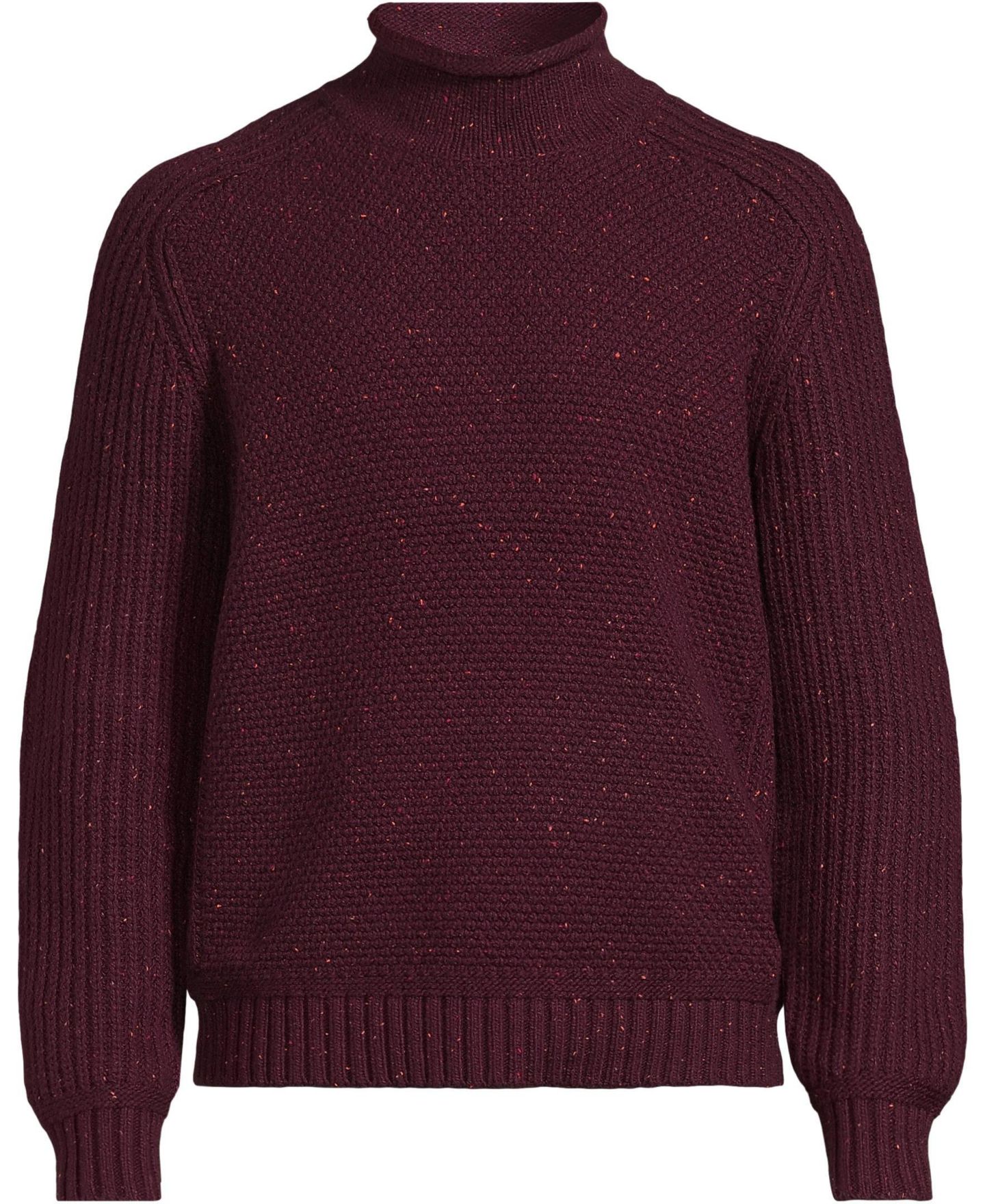 Мужской свитер Lands' End Long Sleeve Roll Neck, цвет: Винный — фото 2