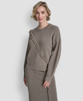 DKNY - Women's Long-Sleeve Fringe Sweater