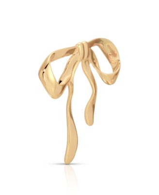 Gold Plated Bow Organica Brooch