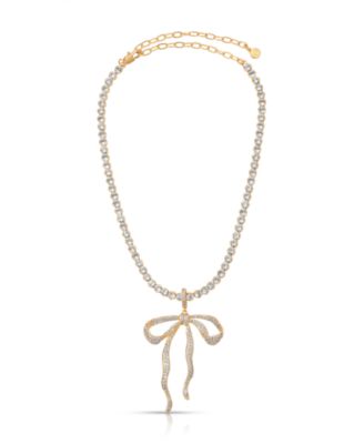 Pave Bow Tennis Necklace