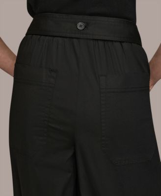 Women's High-Rise Self Belted Crop Pants