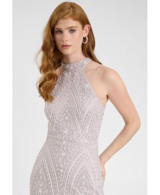 Women's Embellished Sequin Beaded Maxi Dress