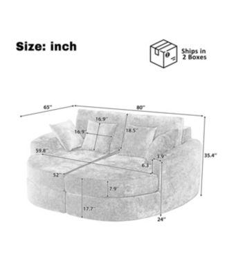 Streamdale Full-Compressed Chaise Sofa 80" Curved Boneless Couch with Cup Holders, Black