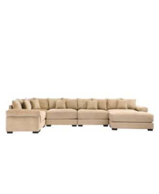 Streamdale Oversized Cloud Modular Sectional Couch with Ottoman, Camel