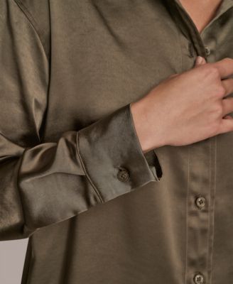 Women's Satin Button-Down Shirt