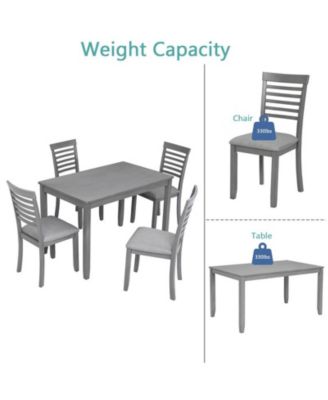 5-Piece Modern Dining Set with Rectangular Wood Table and 4 Upholstered Chairs