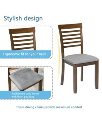 5-Piece Modern Dining Set with Rectangular Wood Table and 4 Upholstered Chairs