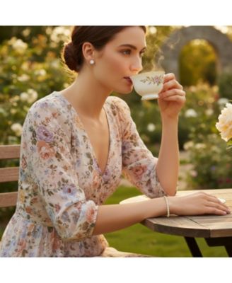 Round CZ Tennis Bracelet & Solitaire Stud Earrings Jewelry Set GoldPlated Sterling Silver