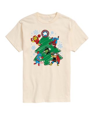 AIRWAVES - Men's Marvel Avenger Christmas Sketch Short-Sleeve Graphic T-Shirt