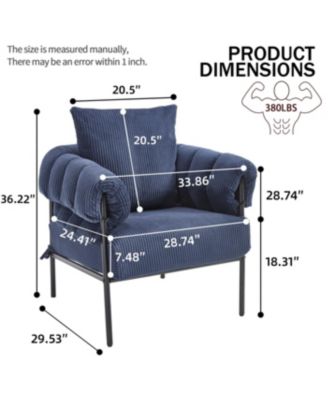 Streamdale Modern Teddy Fleece Upholstered Chair with Gold Metal Legs, Dark Blue