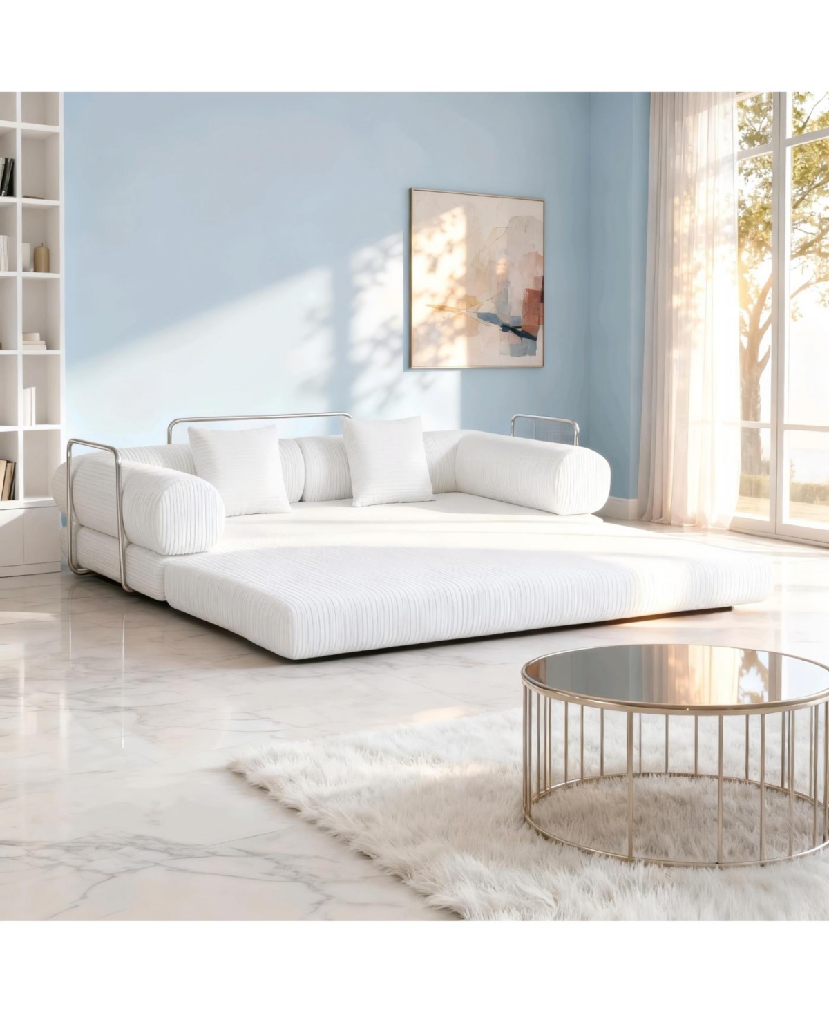 Streamdale Furniture Streamdale Cream color sofa for living room, apartment, bedroom, and compact room