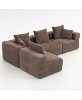  Modular Sectional Sofa, Full-Foam, Textured Brown Upholstery,