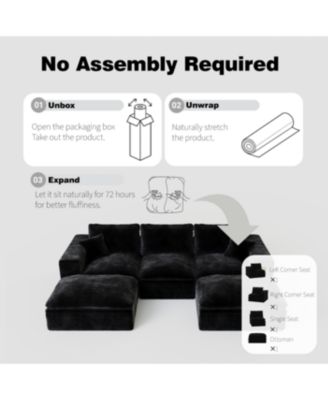 Streamdale 108" Cloud Sectional Couch with L-Shape Chaise, Modern Modular Sofa, Deep Seat, Plush Corduroy