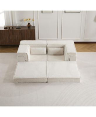 Streamdale Compression Sofa, Convertible Floor Sofa Bed, Modern Oversized Loveseat, White