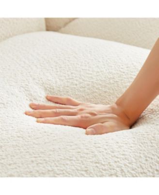 Streamdale Oversized Sherpa Loveseat Sofa with Metal Legs, 3 Seater Couch - White