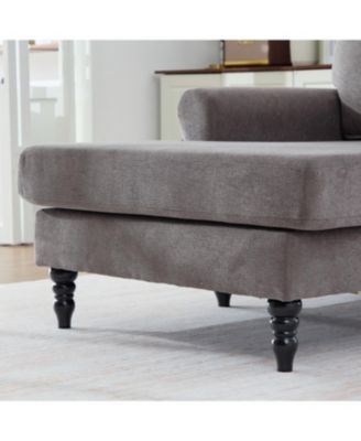 Streamdale Modern Minimalist Chenille Chaise Lounge Recliner Sofa with Wooden Legs & Side Pockets