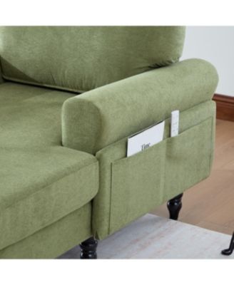 Streamdale Modern Minimalist Chenille Chaise Lounge Recliner Sofa with Wooden Legs & Storage Pockets