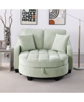 Streamdale Two-seater sofa with storage chaise and throw pillows - Cyan