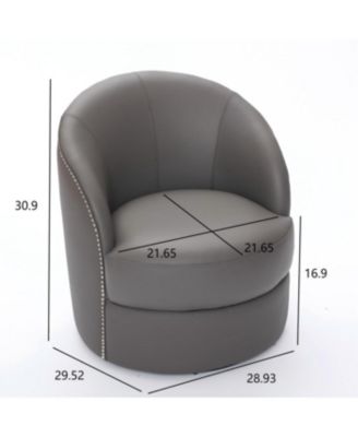 Streamdale Gray Leather Swivel Chair, Mid-Century Modern Lounge Chair