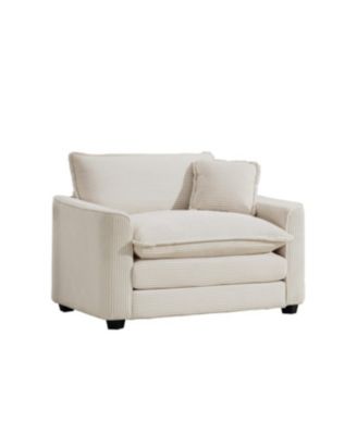Streamdale Light Beige Corduroy Accent Chair with Pillow for Living Room/Bedroom