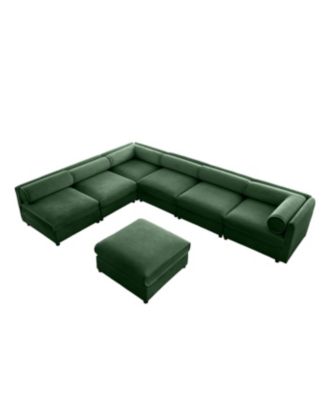 Streamdale Modern 6-Piece Modular Sectional Sofa with Storage - Soft Green Chenille