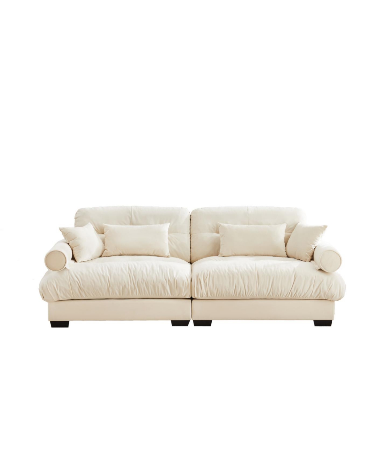 Streamdale Furniture Modern Two-Seater Velvet Sofa with Pillows, Cream