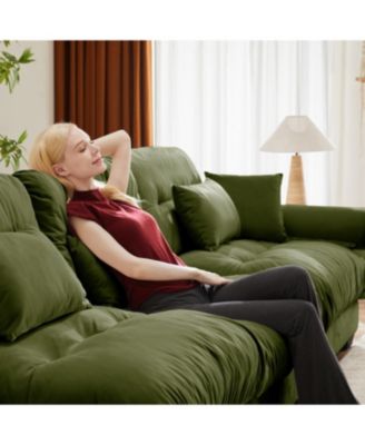 Streamdale U Shape Modular Sectional Sofa Couch with Two Ottomans, Olive Green