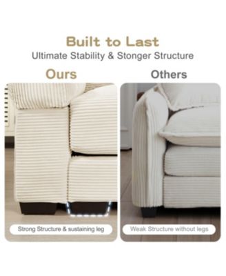 Streamdale Oversized Cloud Modular Sectional Couch with Ottoman, Cream