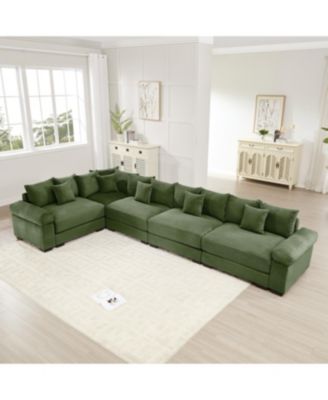 Streamdale Oversized Cloud Modular Sectional Couch, Convertible, Deep Seat, Green