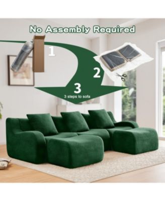 Streamdale U-shaped Soft Teddy Fabric Boneless Sofa,Green