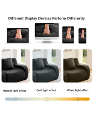  L-Shaped Teddy Fabric 2-Seat Boneless Sofa,