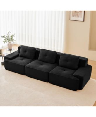 Streamdale Modern Modular Sectional Sofa, Corduroy Fabric, Oversized 3-Seater Couch, Black