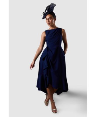 Women's Crepe Ruffle Low Back Dress