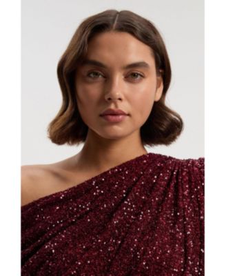 Women's One Shoulder Sequin Mini Dress