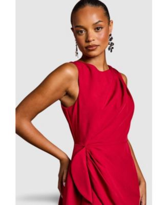 Women's Crepe Ruffle Low Back Dress