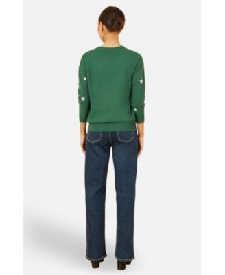 Women's Foil Star Print Relaxed Fit Sweater