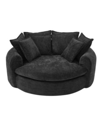 Full-Compressed Round Chaise Sofa, Black