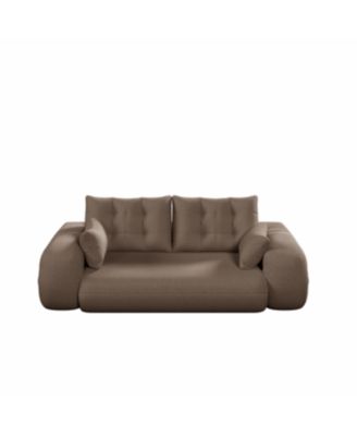 Human Dog Bed, Lazy Sofa Couch, 78.7" Foldable Sofa Bed, 3-in-1 Teddy Fabric Foam Sleeper Sofa Bed, Brown